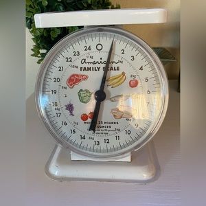 Vintage American Family Kitchen Scale White 25lb Vegetable Fruit White Metal